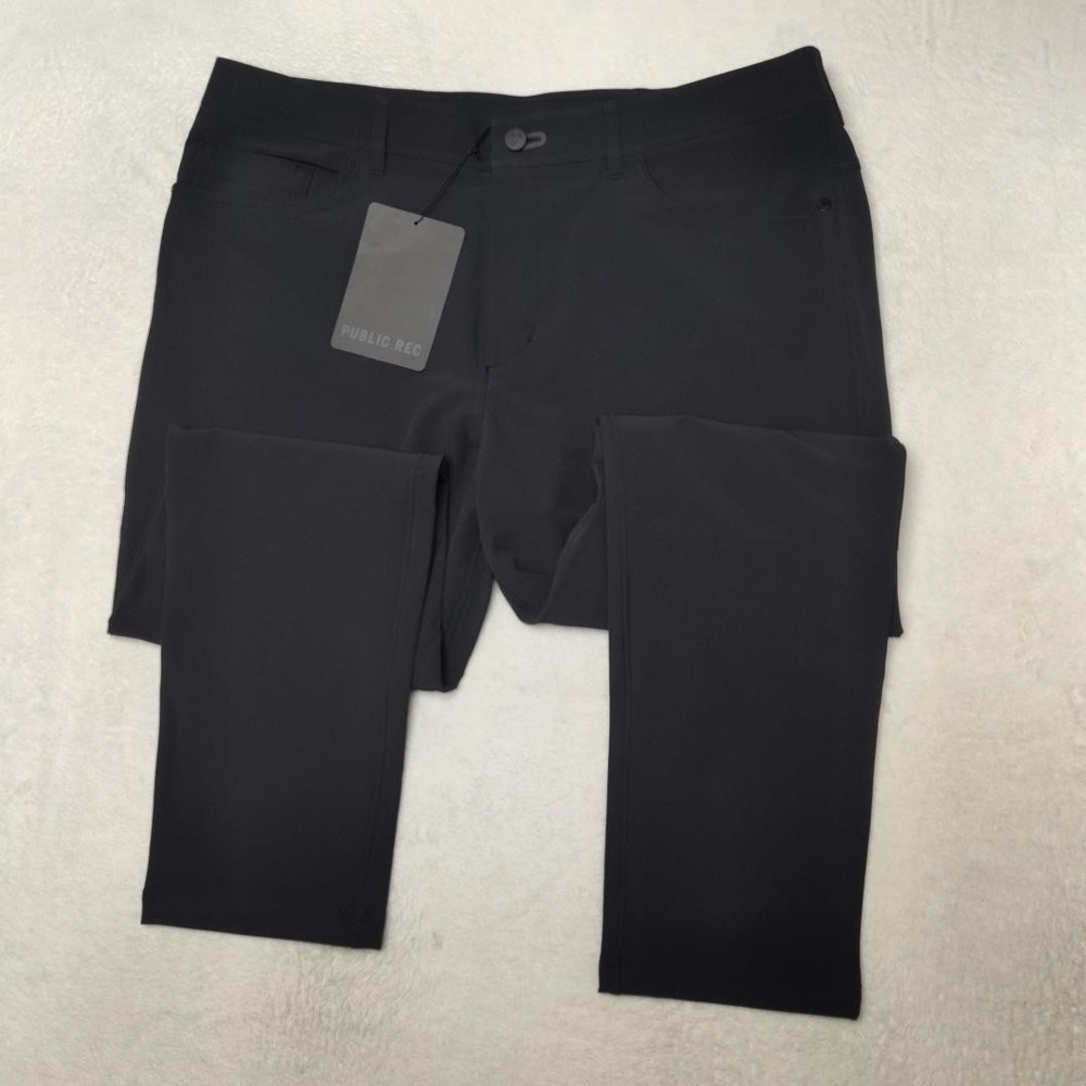 Public Rec Pants Mens 36x30 Black Chino Slim Workday Pant Stretch Breathable - Picture 3 of 13